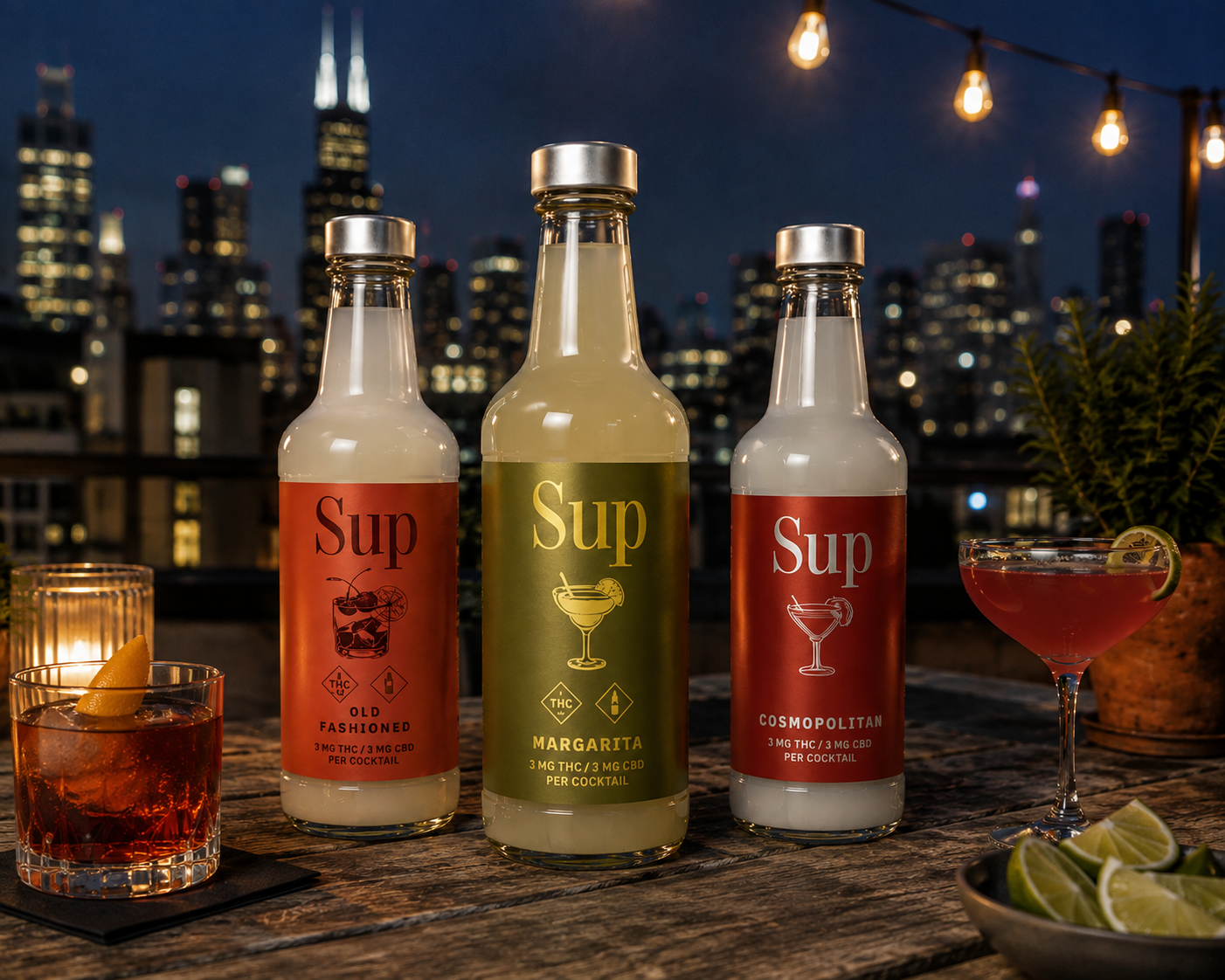 Three Sup hemp mocktail bottles
